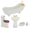 Blminiatures 4-Piece White Porcelain Dollhouse Miniature Bathroom Set