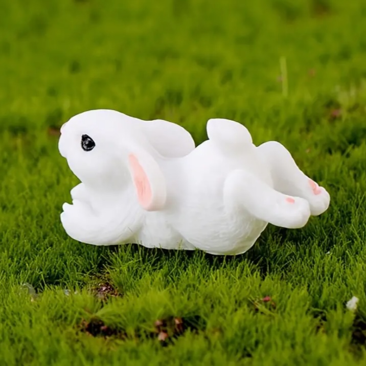 Blminiature Miniature White Ceramic White Bunny Rabbit