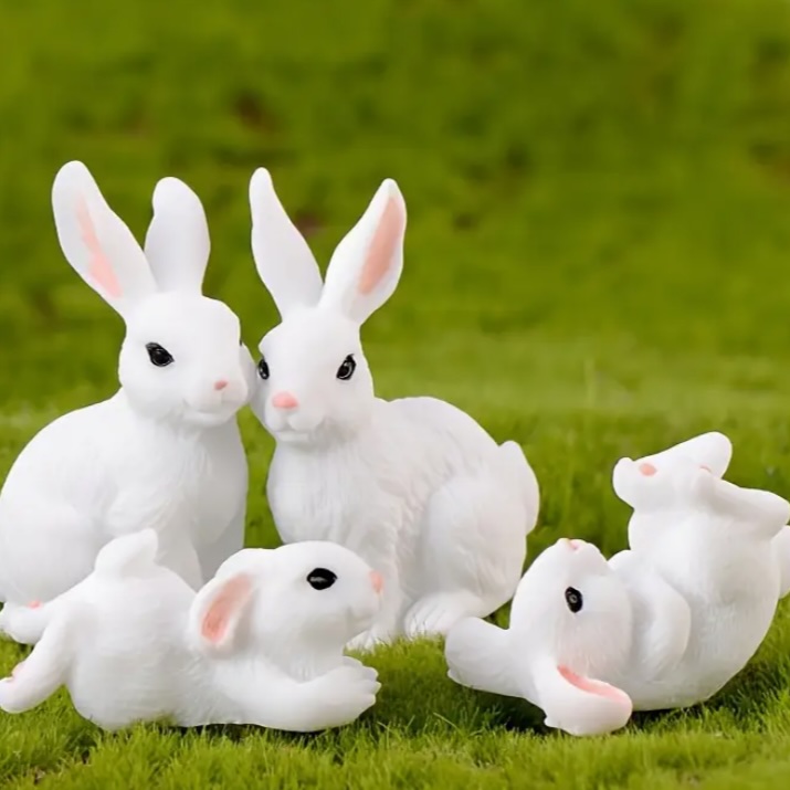 Blminiature Miniature White Ceramic White Bunny Rabbit