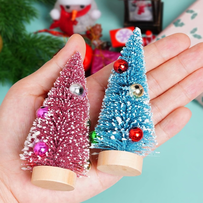 Blminiatures 1:12 - 1" Scale Dollhouse Miniature 11cm Miniature Decorated Bottle Brush Tree