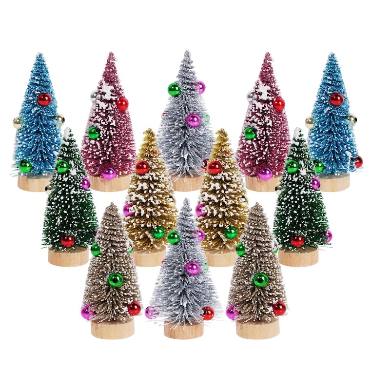 Blminiatures 1:12 - 1" Scale Dollhouse Miniature 11cm Miniature Decorated Bottle Brush Tree