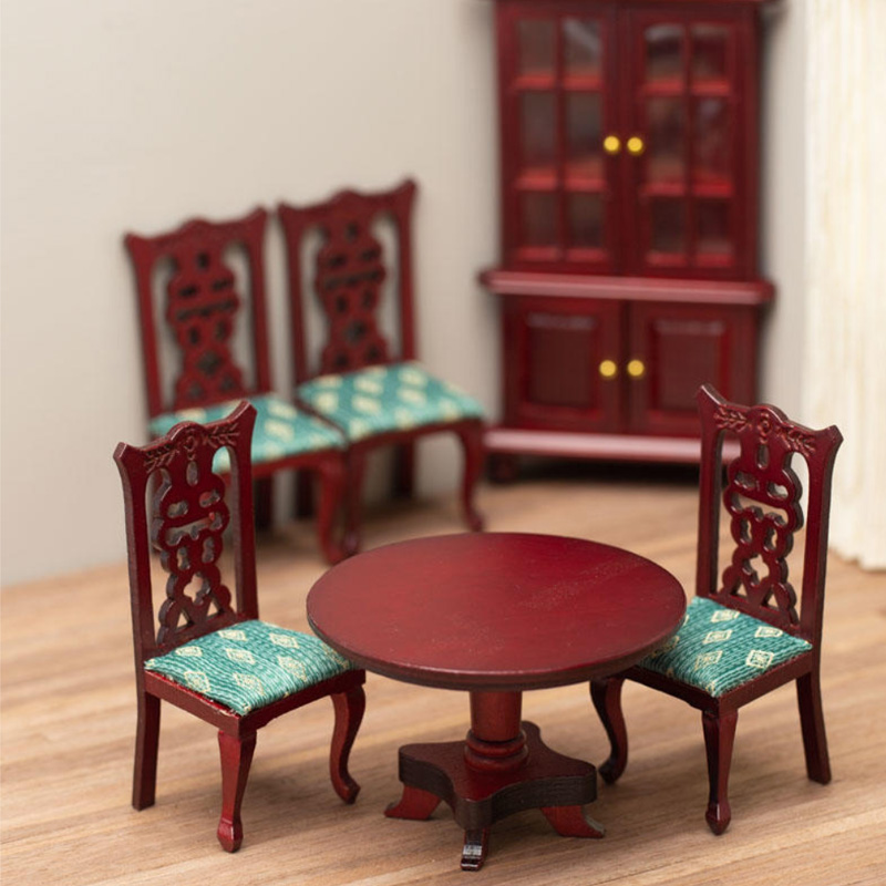 Blminiatures 1:12 - 1" Scale Dollhouse Miniature Mahogany Dining Room Set (Set of 6)