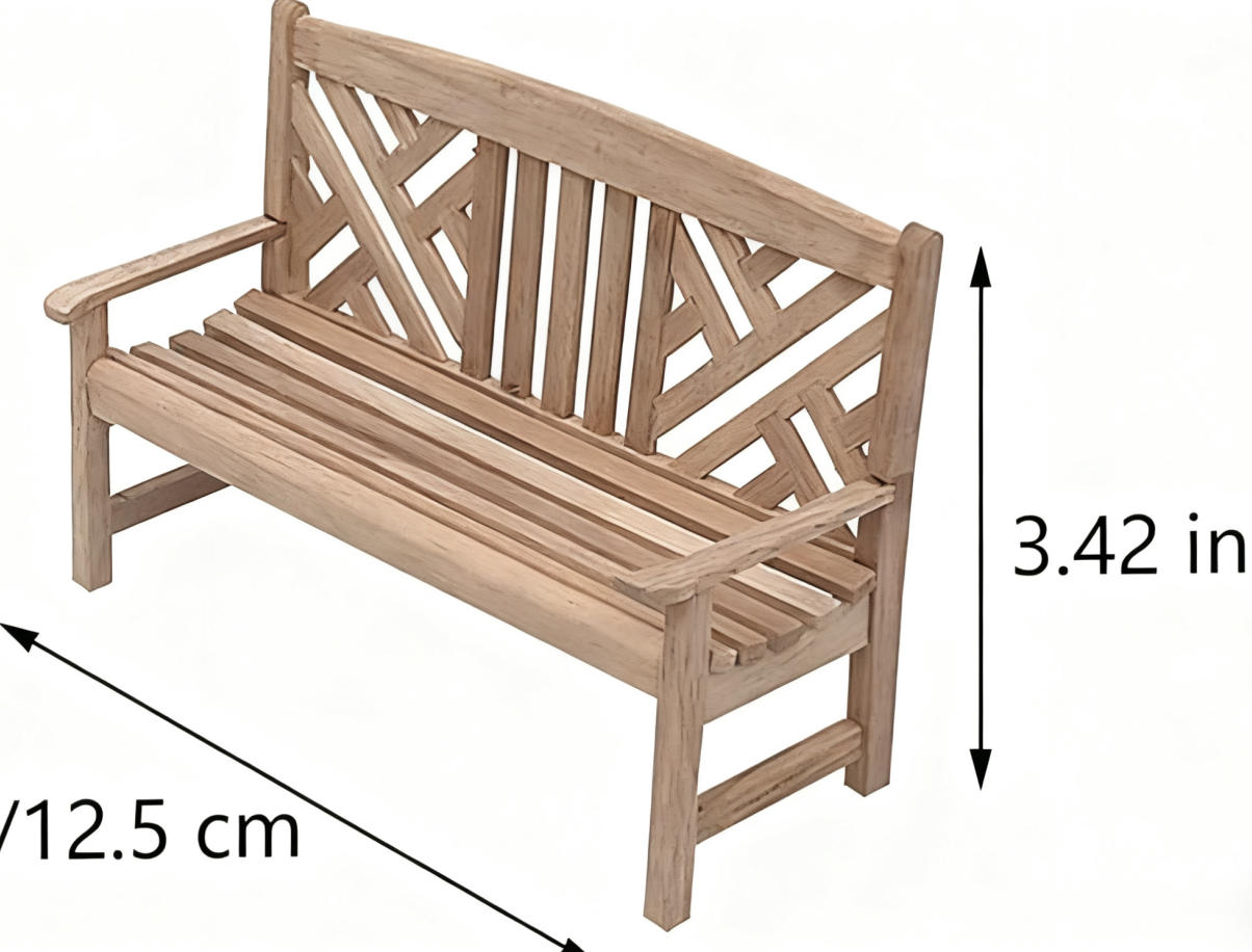 1:12 Scale Miniature Garden Bench And Table ,Garden ChairSet for Doll House