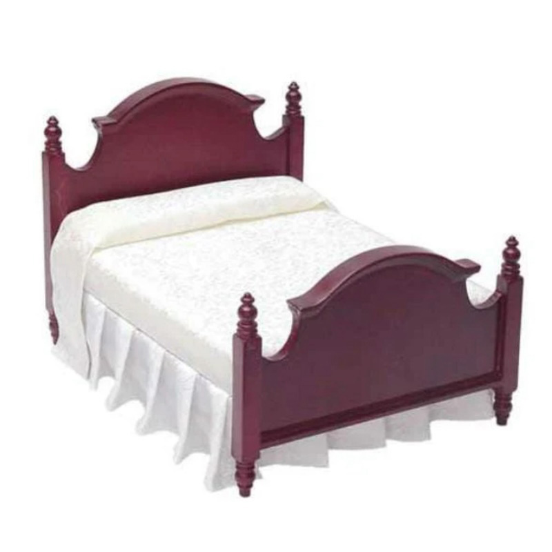 Blminiatures 1:12 - 1" Scale Dollhouse Miniature Mahogany Double Bed