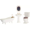 Blminiatures 4-Piece White Porcelain Dollhouse Miniature Bathroom Set