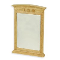 BLMINIATURES 1:12 - 1" Scale Dollhouse Miniature Season Decoration Christmas Miniature Arched Mirror with Light Oak Frame (Light Oak, 5.9 x 8.5cm)
