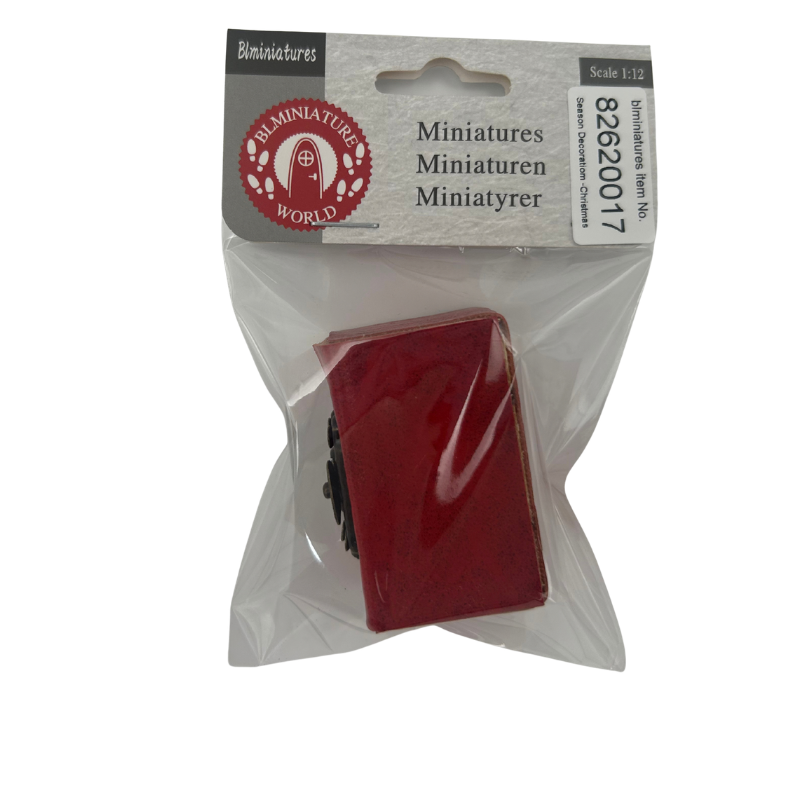 BLMINIATURES 1:12 - 1" Scale Dollhouse Miniature Season Decoration Christmas Miniature Red Decorative Box (Faux-Leather Texture with Metal Clasp)
