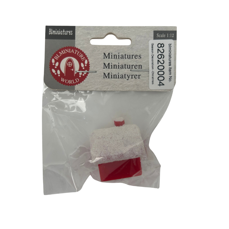 BLMINIATURES 1:12 - 1" Scale Dollhouse Miniature Season Decoration Christmas Miniature Christmas House (Red with White Snow Roof & Chimney)