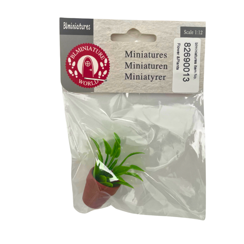 BLMINIATURES 1:12 - 1" Scale Dollhouse Miniature Green Leaf Potted Plant in Terracotta Pot