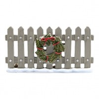BLMINIATURES 1:12 - 1" Scale Dollhouse Miniature Season Decoration Christmas Miniature Fence with Wreath (Polyresin, 1-Piece, 12cm)