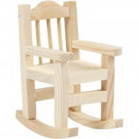 BLMINIATURES 1:12 - 1" Scale Dollhouse Miniature Season Decoration Christmas Miniature Wooden Rocking Chair (Natural Wood, 8.8 x 5.5cm)