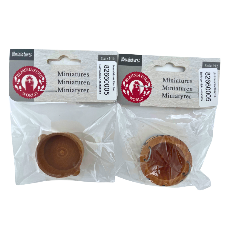 BLMINIATURES 1:12 - 1" Scale Bathroom Miniature Wooden Soap Dish and Bowl (Set of 2)