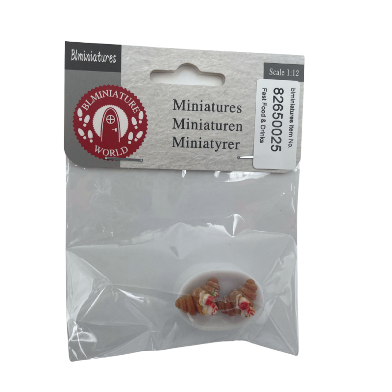BLMINIATURES 1:12 - 1" Scale Dollhouse Miniature Croissants in White Container (Pack of 2)