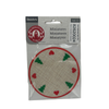 BLMINIATURES 1:12 - 1" Scale Dollhouse Miniature Season Decoration Christmas Miniature Round Burlap Ornament (Red Hearts & Green Christmas Trees)