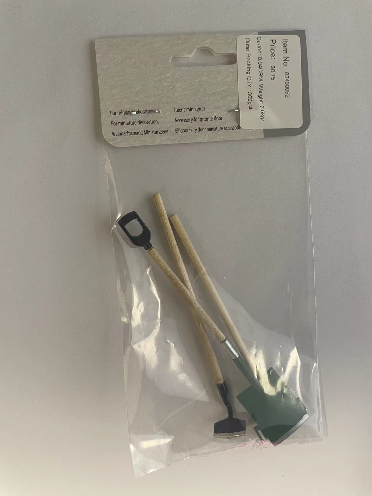 blminiatures 1:12 Scale Mini Garden Tool Set - 3pcs Shovel, Rake & Hoe with Wood Handles, Dollhouse & Gnome Door