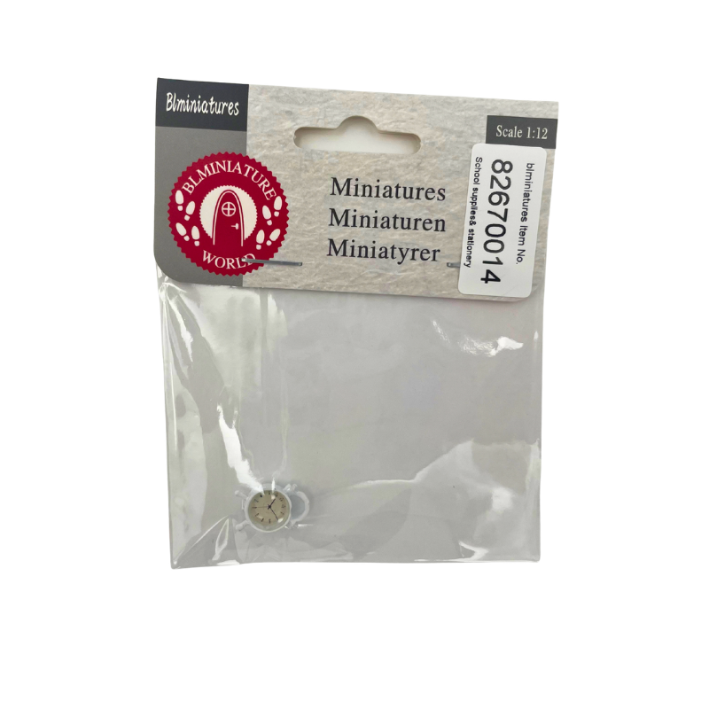 BLMINIATURES 1:12 - 1" Scale Dollhouse Miniature School Supplies & Stationery Miniature Round Clock (Cream Dial, Black Numerals)