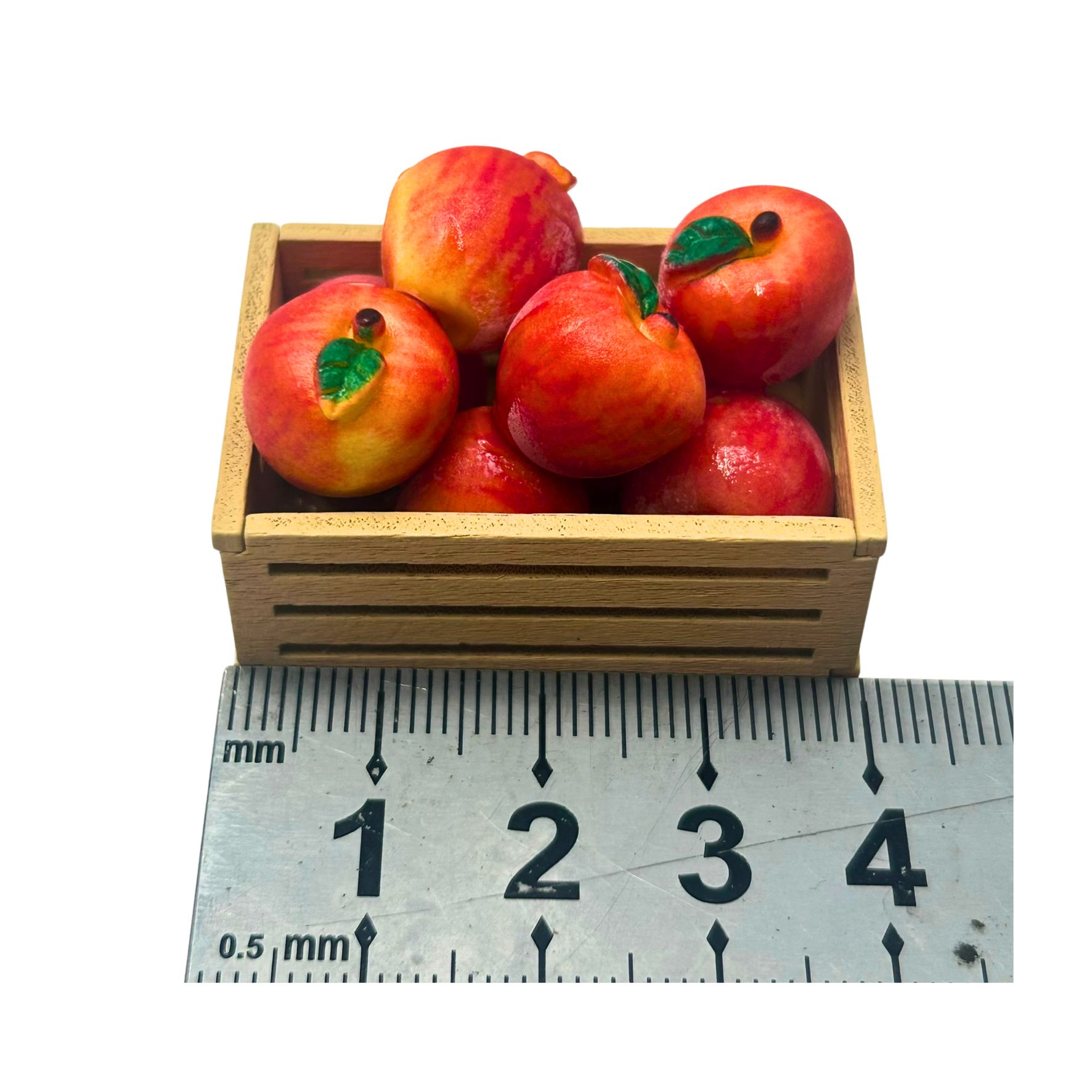 Blminiatures 1:12 Scale Dollhouse Miniature Apple Crate - 1pc Wooden Crate with 8 Red Apples for Dollhouse Market Decor