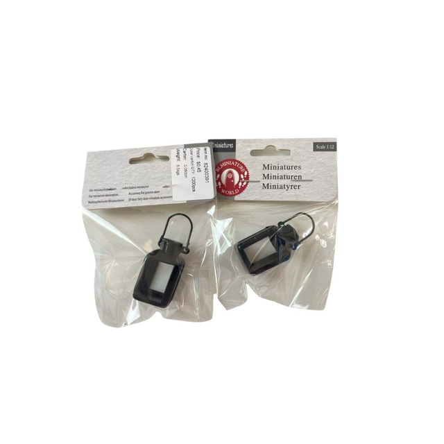 blminiatures 1:12 Scale Mini Black Lantern - Plastic Decorative Light for Dollhouse, Gnome Door & Fairy Garden