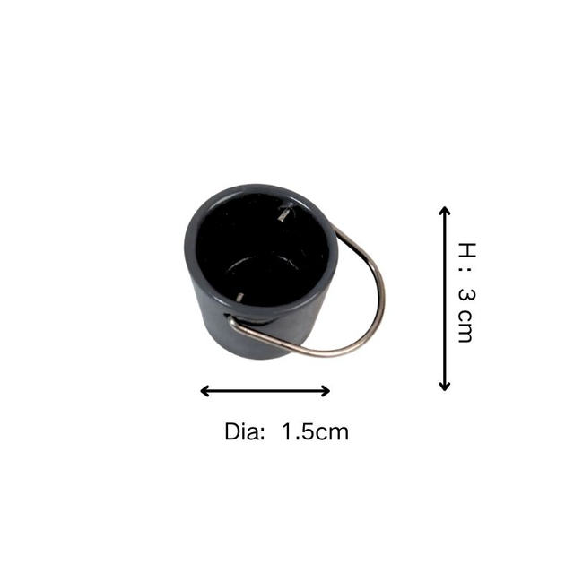 blminiatures 1:12 Scale Miniature Black Bucket with Handle - Realistic Metal-Handled Bucket for Dollhouse Garden, Kitchen & Cleaning Scene Decor