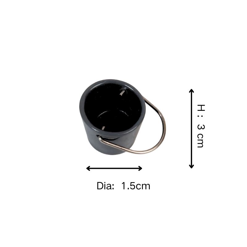 blminiatures 1:12 Scale Miniature Black Bucket with Handle - Realistic Metal-Handled Bucket for Dollhouse Garden, Kitchen & Cleaning Scene Decor