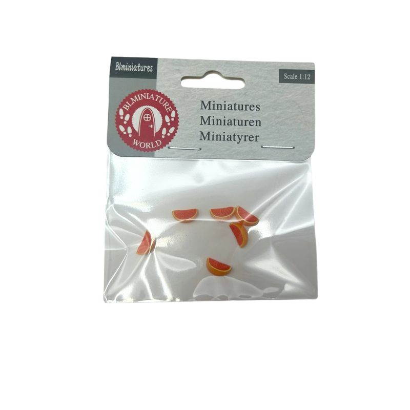 blminiatures 1:12 Scale Dollhouse Miniature Orange Slices - 6pcs Tiny Fruit Wedges (1cm Each) for Dollhouse Kitchen Decor