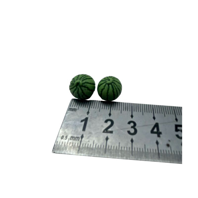 Blminiatures 1:12 Scale Dollhouse Miniature Watermelons - 2pcs Tiny Whole Fruit (1cm Each) for Dollhouse Kitchen Decor
