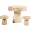 BLMINIATURES 1:12 - 1" Scale Dollhouse Miniature Season Decoration Christmas Set of Miniature Round Table & Stools (Natural Wood, 3-Piece)