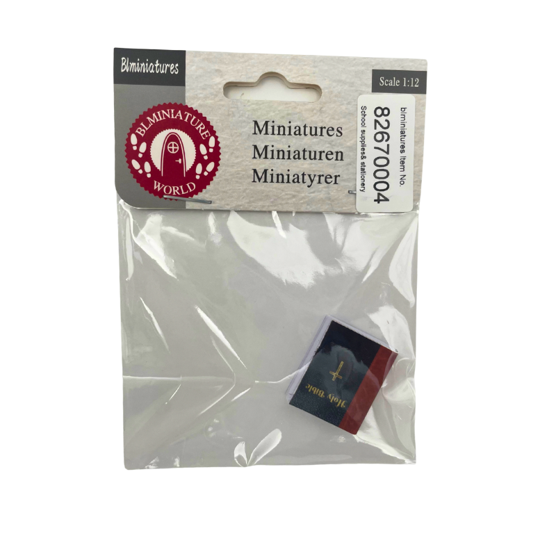 BLMINIATURES 1:12 - 1" Scale Dollhouse Miniature School Supplies & Stationery Miniature Holy Bible with Gold Cross (Black Cover, Red Edge)