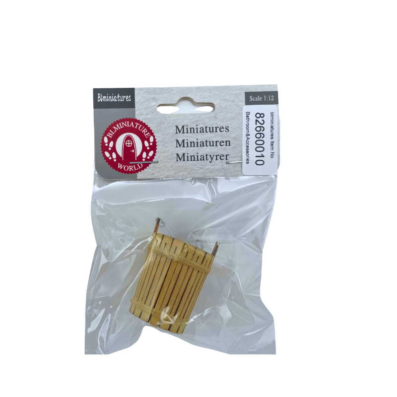 BLMINIATURES 1:12 - 1" Scale Bathroom Miniature Bamboo Bucket