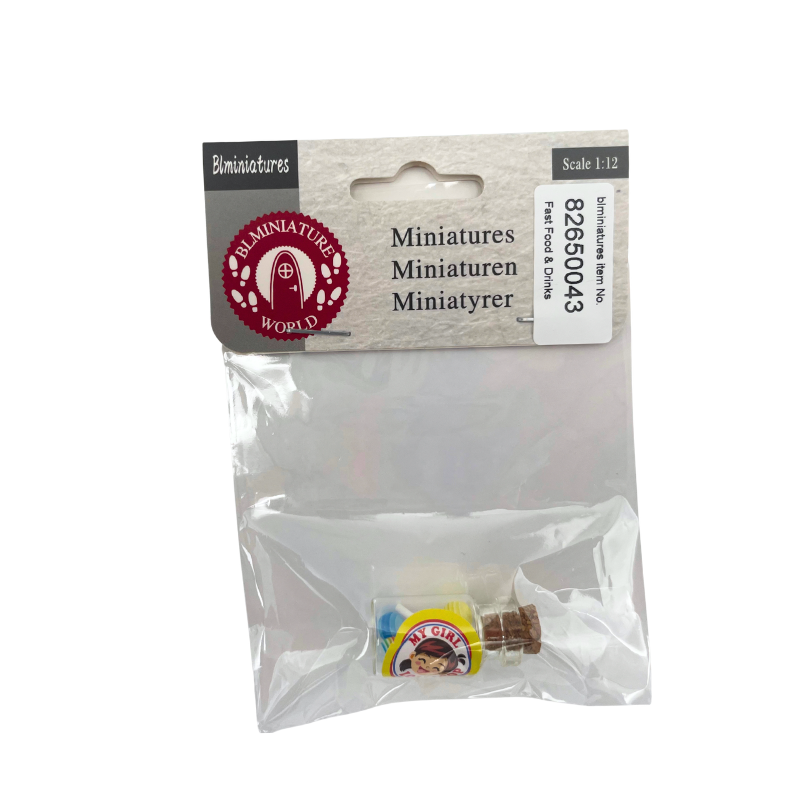 BLMINIATURES 1:12 - 1" Scale Dollhouse Miniature "My Girl" Glass Bottle with Cork
