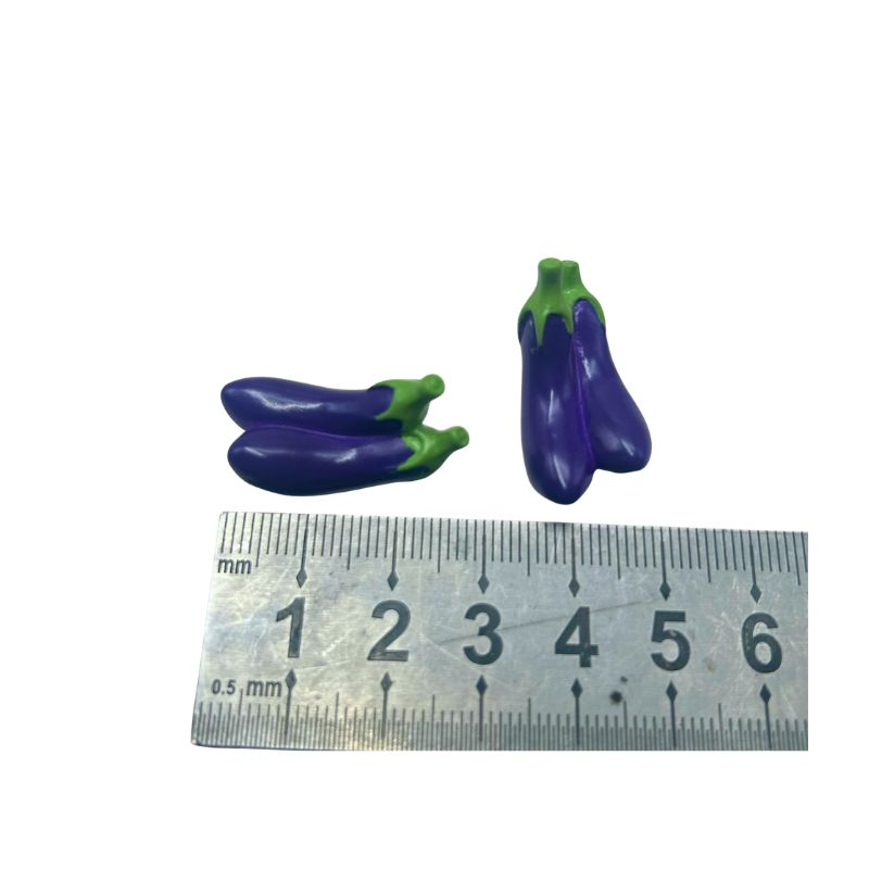 blminiatures 1:12 Scale Dollhouse Miniature Eggplants - 2pcs Twin-Bunch Style Vegetables for Dollhouse Kitchen Decor