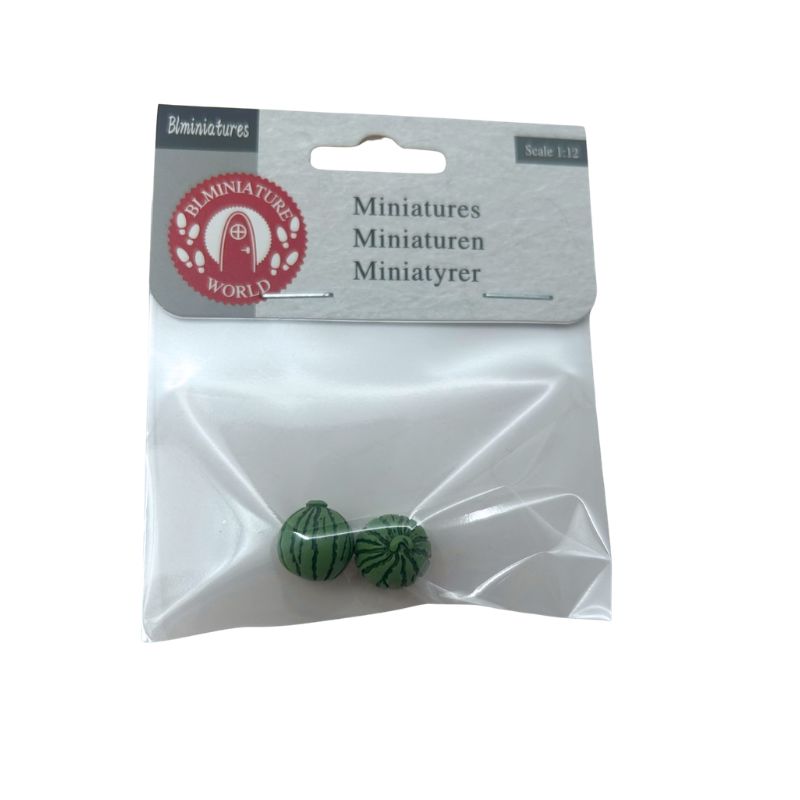 Blminiatures 1:12 Scale Dollhouse Miniature Watermelons - 2pcs Tiny Whole Fruit (1cm Each) for Dollhouse Kitchen Decor