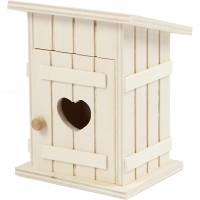 BLMINIATURES 1:12 - 1" Scale Dollhouse Miniature Season Decoration Christmas Miniature Wooden Toilet House (Natural Wood, 1-Piece, 8x10cm)