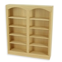 BLMINIATURES 1:12 - 1" Scale Dollhouse Miniature Season Decoration Christmas Miniature Double Bookcase (Natural Wood, 16 x 18.5 x 3cm)