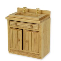 BLMINIATURES 1:12 - 1" Scale Dollhouse Miniature Season Decoration Christmas Miniature Sink Unit in Light Oak (Light Oak, 7.5 x 9 x 5cm)