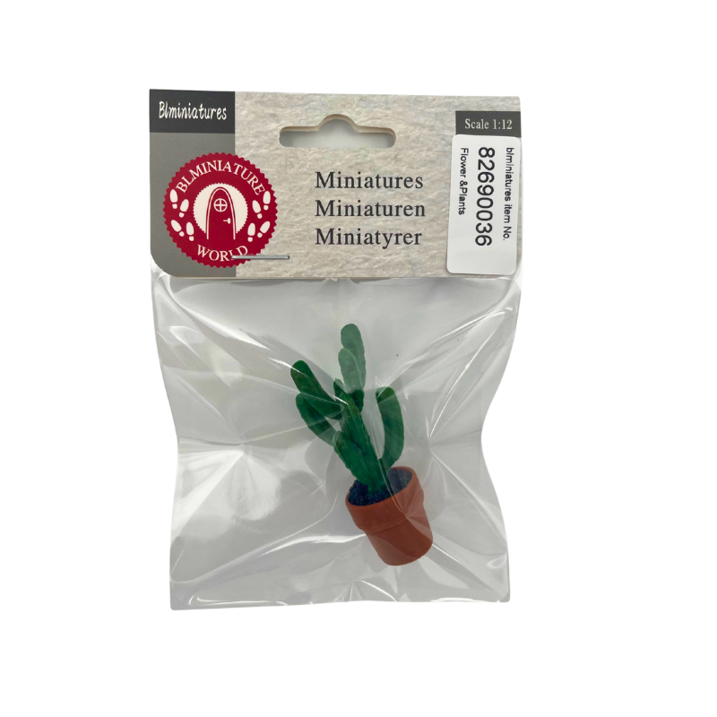 BLMINIATURES 1:12 - 1" Scale Dollhouse Miniature Green Cactus in Terracotta Pot