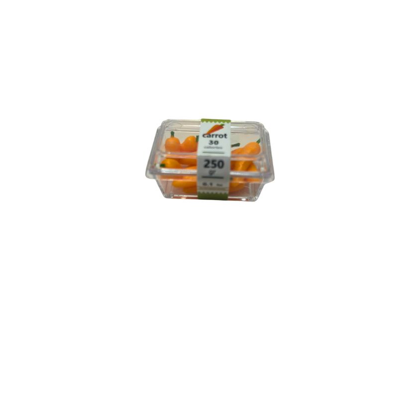 blminiatures 1:12 Scale Dollhouse Miniature Carrot Pack - 8pcs Tiny Vegetables (2cm × 0.3cm) in Clear Plastic Punnet, Dollhouse Kitchen & Grocery Decor