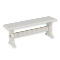 BLMINIATURES 1:12 - 1" Scale Dollhouse Miniature Season Decoration Christmas Miniature White Backless Wooden Bench (White Wood, 11.5cm)