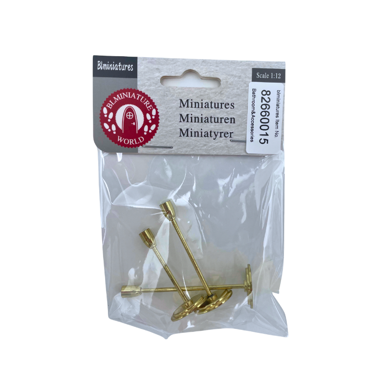 BLMINIATURES 1:12 - 1" Scale Bathroom Miniature Gold Faucets with Bases (Set of 3)