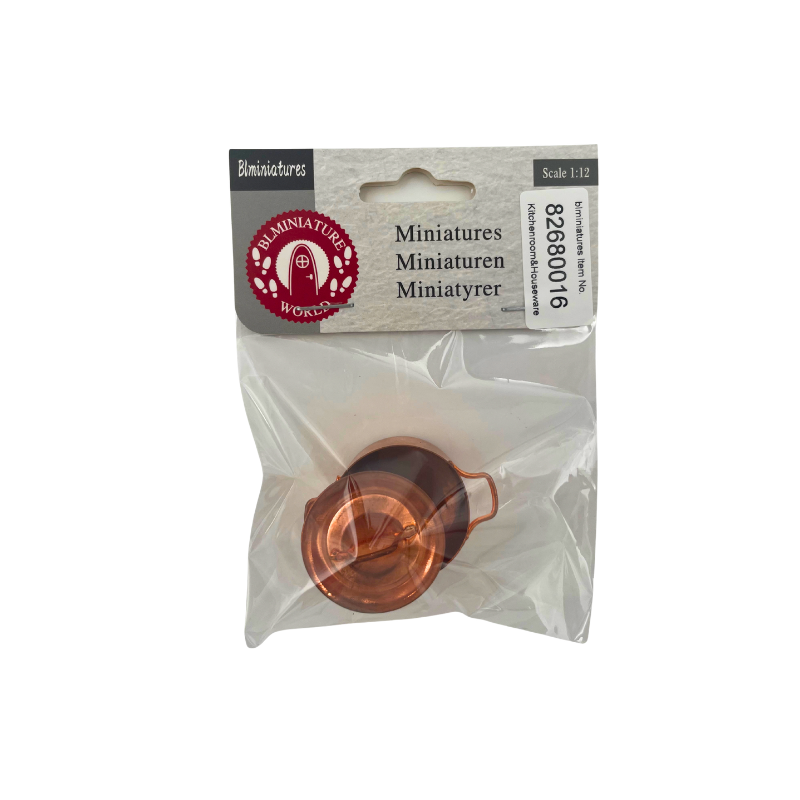 BLMINIATURES 1:12 - 1" Scale Kitchen Miniature Copper Pot with Two Handles