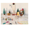 BLMINIATURES 1:12 - 1" Scale Dollhouse Miniature Season Decoration Christmas Miniature White Elf Door with Wreath, Snowy Christmas Trees, Street Lamp, Wooden Shelf with Teapot & Study Accessories