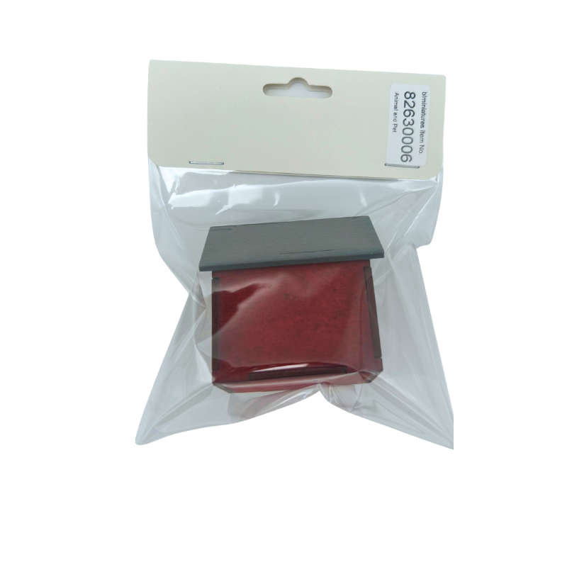 BLMINIATURES 1:12 - 1" Scale Dollhouse Miniature Animal & Pet Miniature Dog House (Wine-Red with Dark Gray Roof)