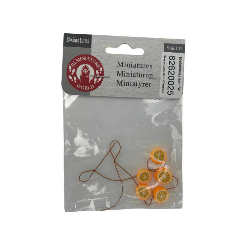 BLMINIATURES 1:12 - 1" Scale Dollhouse Miniature Season Decoration Christmas Set of 5 Miniature Orange Slice Ornaments (Brown String)