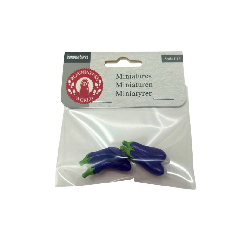 blminiatures 1:12 Scale Dollhouse Miniature Eggplants - 2pcs Twin-Bunch Style Vegetables for Dollhouse Kitchen Decor