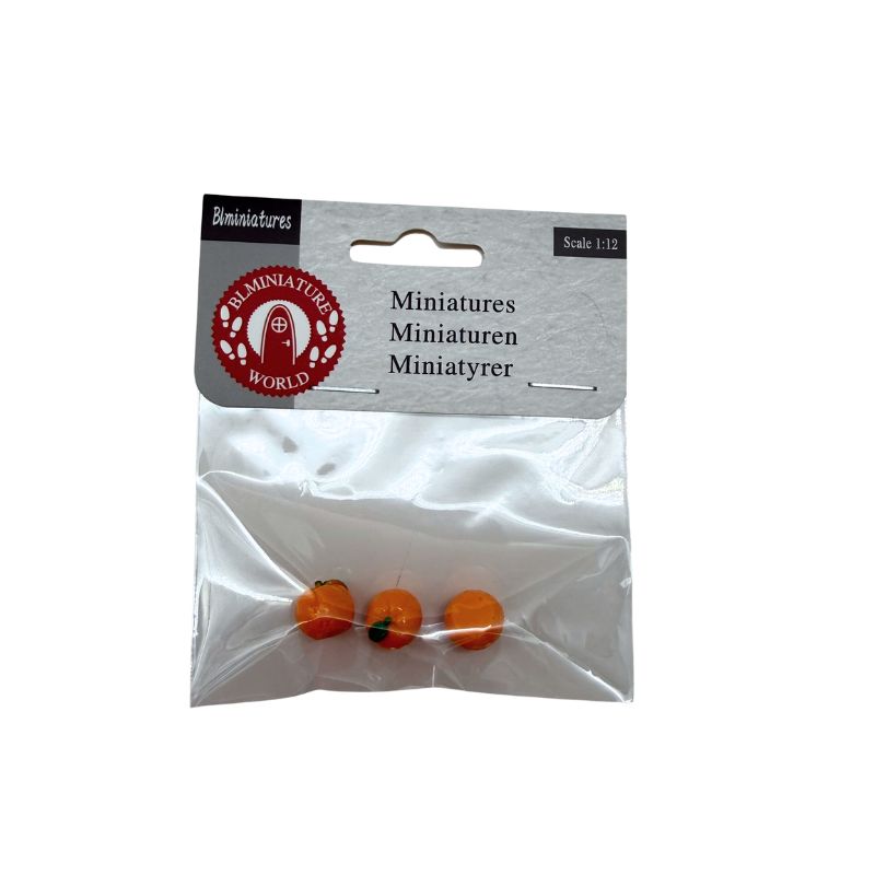 blminiatures 1:12 Scale Dollhouse Miniature Tangerines/Mandarins - 3pcs Tiny Whole Fruit (1cm) for Dollhouse Kitchen Decor