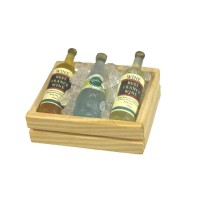 BLMINIATURES 1:12 - 1" Scale Dollhouse Miniature Season Decoration Christmas Miniature Wooden Crate with Bottles on Ice (Wooden, 3 Bottles, 4.5cm)