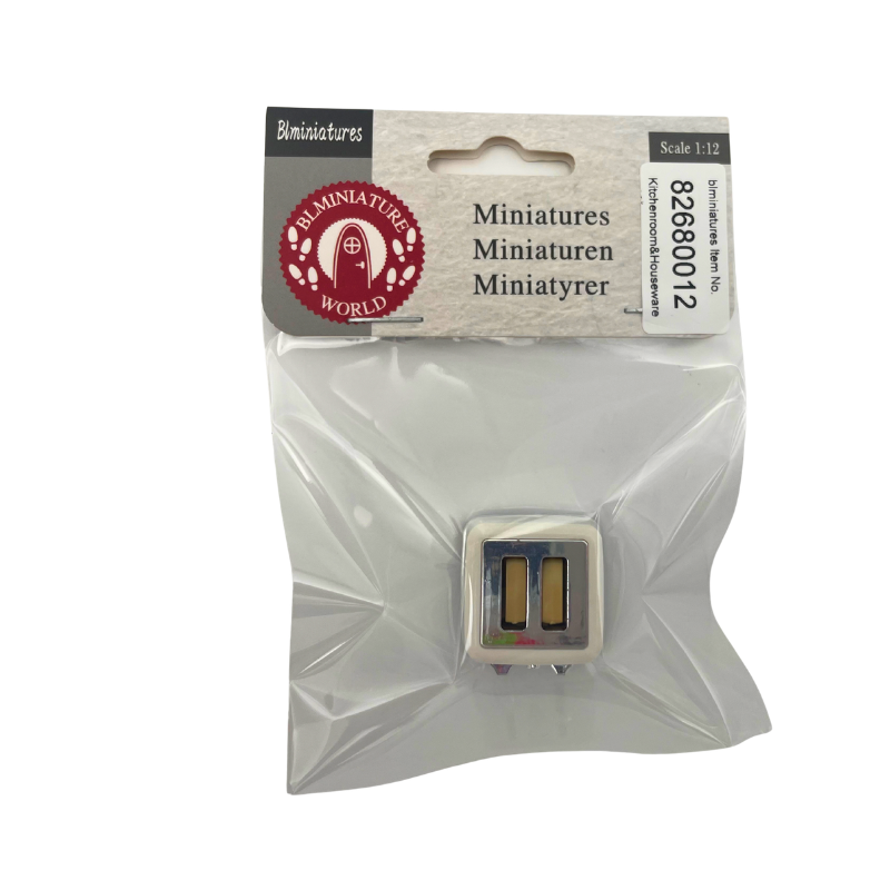 BLMINIATURES 1:12 - 1" Scale Kitchen Miniature White Metal Toaster with Two Slices of Bread