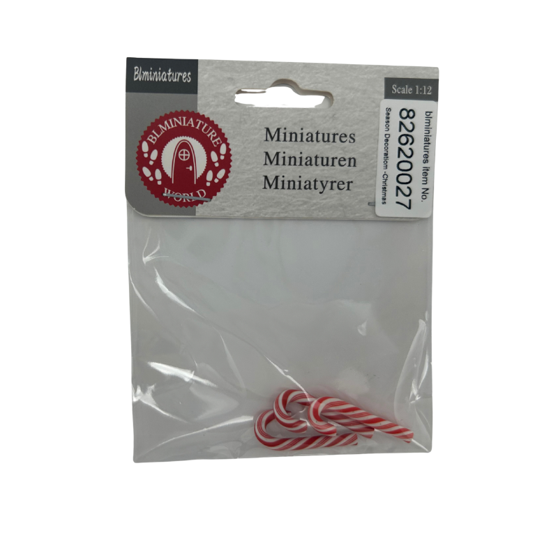 BLMINIATURES 1:12 - 1" Scale Dollhouse Miniature Season Decoration Christmas Set of Miniature Candy Canes (Red & White Striped)