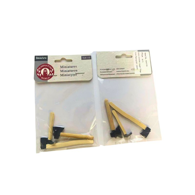 blminiatures 1:12 Scale Mini Axe Set - 3pcs with Wood Handles, Dollhouse & Gnome Door Accessories