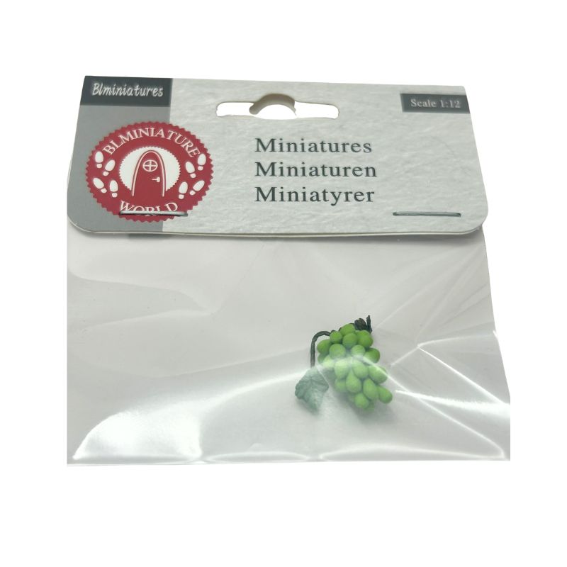 Blminiatures 1:12 Scale Dollhouse Miniature Green Grapes - 1 Bunch (2cm) Tiny Fruit for Dollhouse Kitchen Decor